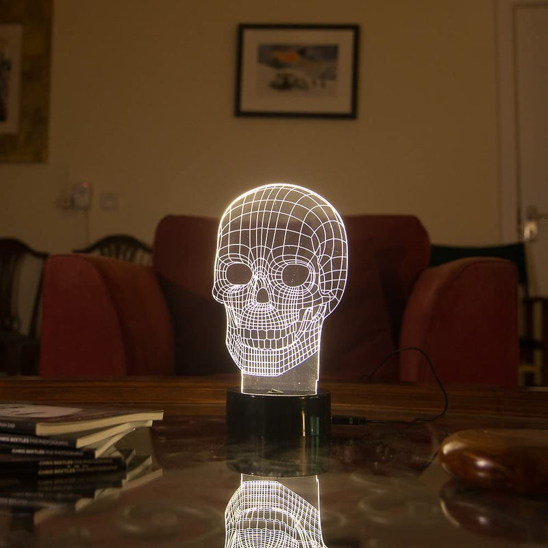 Funtime Gifts 3D Skull Optical Illusion Lamp, Acryl, White - The Unusual Gift Company